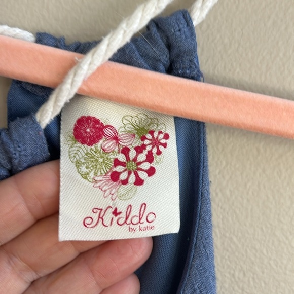 Kiddo by Katie Blue Embroidered Girls Dress Size Medium - Picture 4 of 7